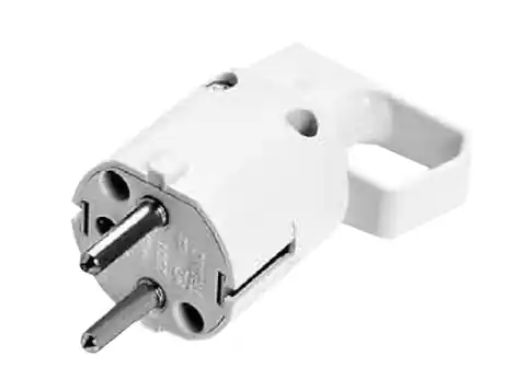 ⁨Plug with ear, with ground. "uni-schuko" 16A 250V IP20 white (1LM)⁩ at Wasserman.eu