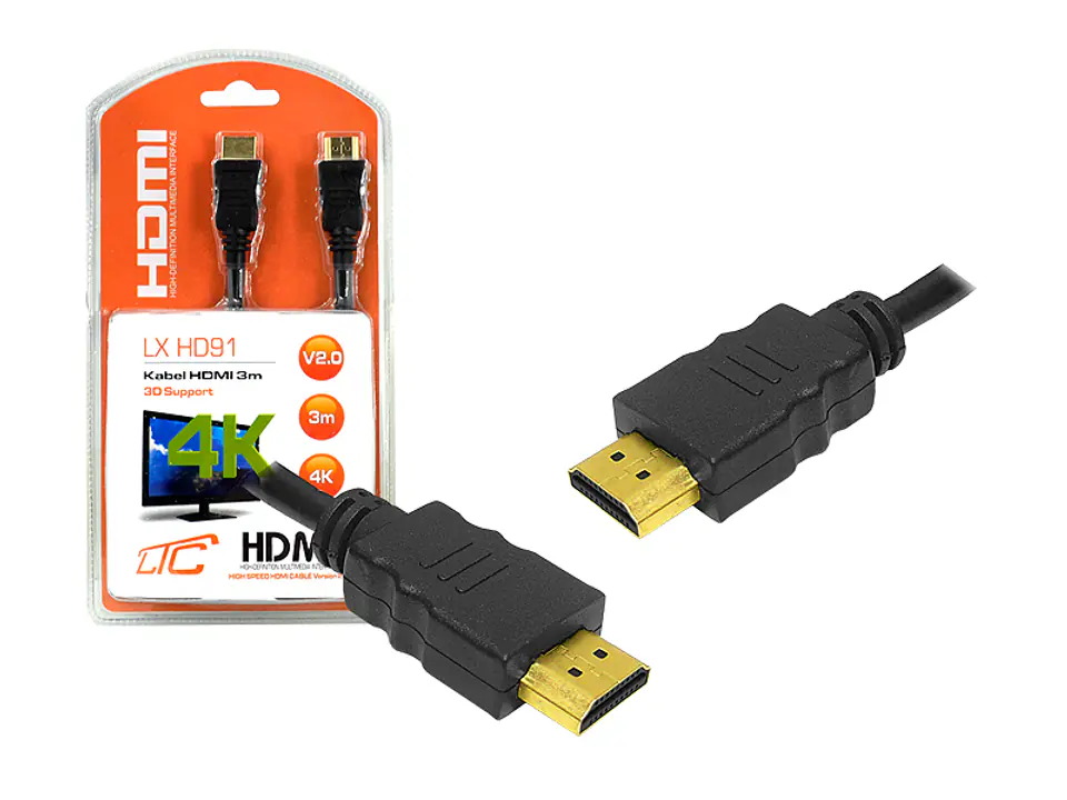 ⁨1 szt. Kabel HDMI-HDMI v2.0, 3m, 4K.⁩ w sklepie Wasserman.eu