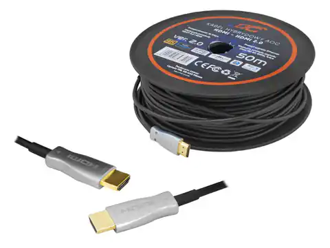 ⁨1 szt. Kabel HDMI-HDMI OPTYCZNY 50m, 2.0V, 4K 60HZ, złote wtyki.⁩ w sklepie Wasserman.eu