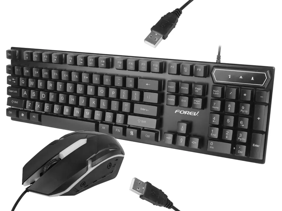 ⁨PS FOREV KEYBOARD +MOUSE BACKLIT SET BLACK FV-Q305S 2in1 (1LM)⁩ at Wasserman.eu