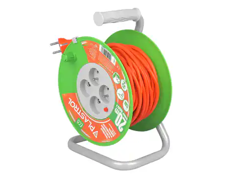 ⁨Trommelverlängerungskabel ECO LINE 20m orange 4x2+Z, 10A,230W, Kabel 3x1mm H05VV (1LM)⁩ im Wasserman.eu