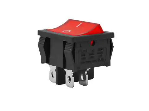 ⁨5 szt. Przełącznik kołyskowy prostokąt szeroki podświetlany czerwony 0-1 6A 250V 4 pin HQ LECI.⁩ w sklepie Wasserman.eu