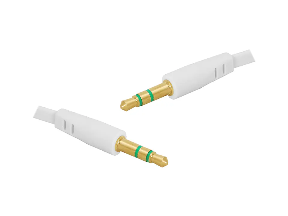 ⁨1 szt. Kabel Jack 3,5mm-Jack 3,5mm 1,5m płaski, biały.⁩ w sklepie Wasserman.eu