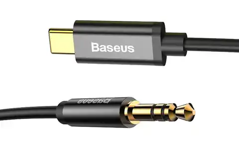 ⁨PS Kabel audio USB-C do mini jack 3,5mm Baseus Yiven 1.2m (czarny). (1LM)⁩ w sklepie Wasserman.eu