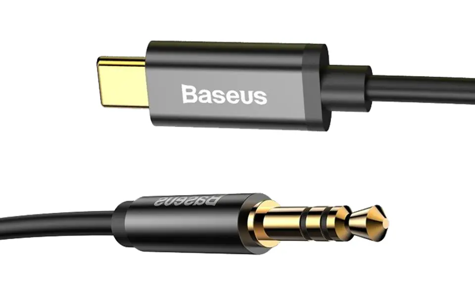 ⁨PS Audio cable USB-C to mini jack 3.5mm Baseus Yiven 1.2m (black). (1LM)⁩ at Wasserman.eu