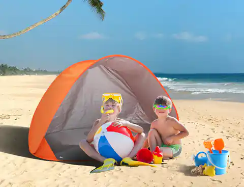⁨1 szt. Namiot plażowy Junior samorozkładalny, pomarańczowy.⁩ w sklepie Wasserman.eu