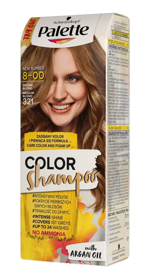 ⁨Palette Color Shampoo Coloring Shampoo No. 8-00 (321)Medium Blond 1op.⁩ at Wasserman.eu