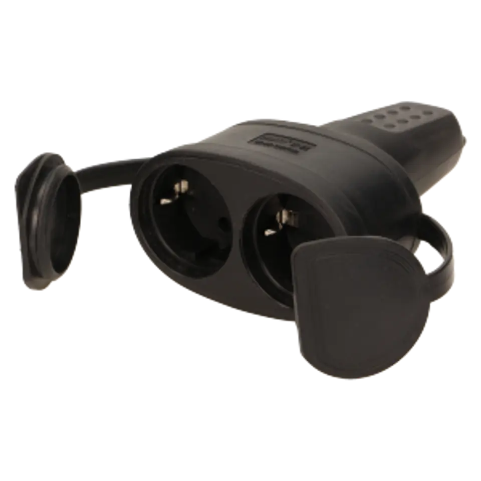 ⁨Hermetic dual 2P+Z rubber socket, IP44, schuko version⁩ at Wasserman.eu