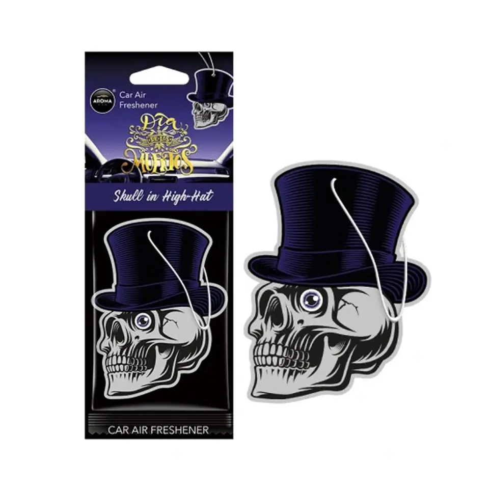 ⁨Odświeżacz powietrza aroma car muertos skull in hat black oud⁩ w sklepie Wasserman.eu