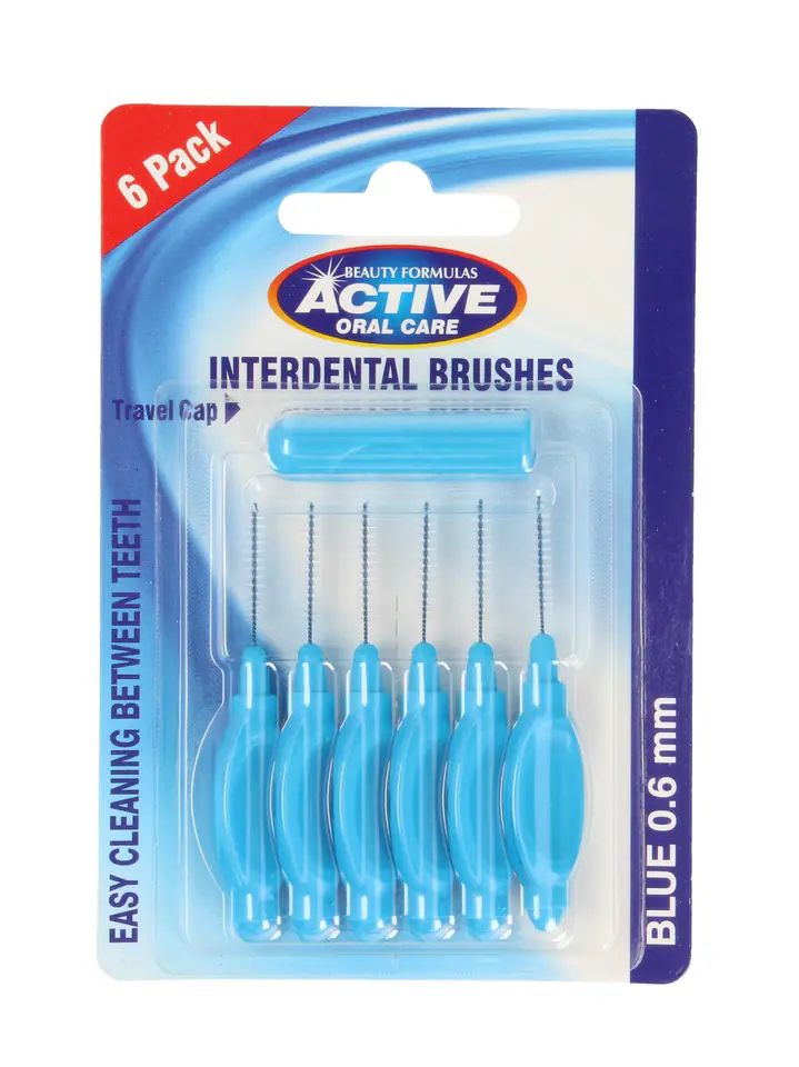 ⁨Beauty Formulas Active Oral Care Czyściki do przestrzeni międzyzębowych 0.6mm blue 1op.-6szt⁩ w sklepie Wasserman.eu