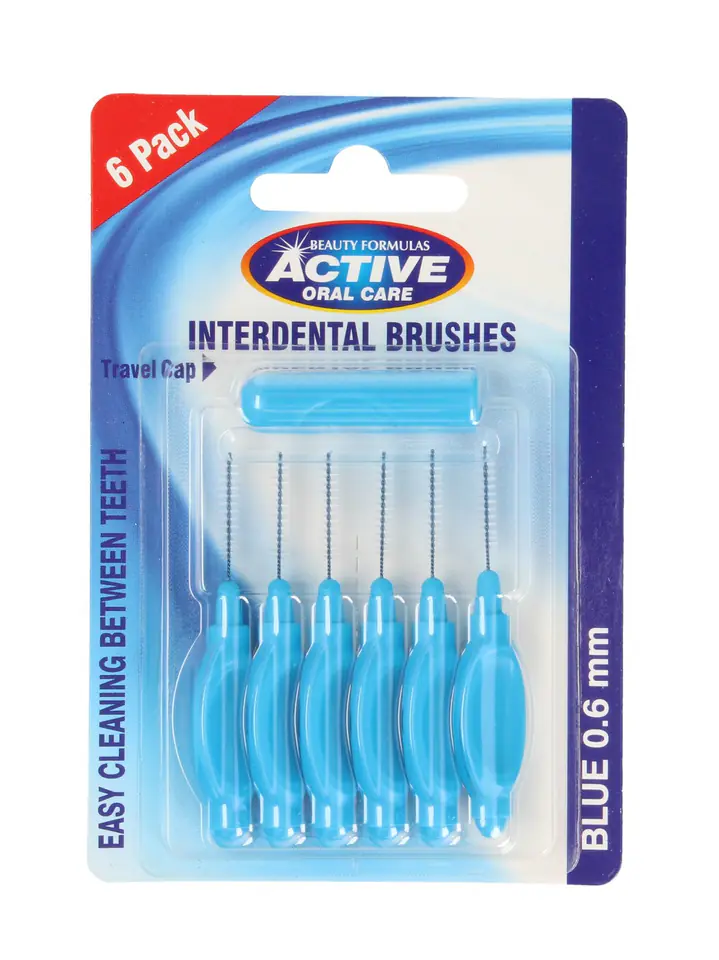 ⁨Beauty Formulas Active Oral Care Interdental Cleaners 0.6mm blue 1op.-6pcs⁩ at Wasserman.eu