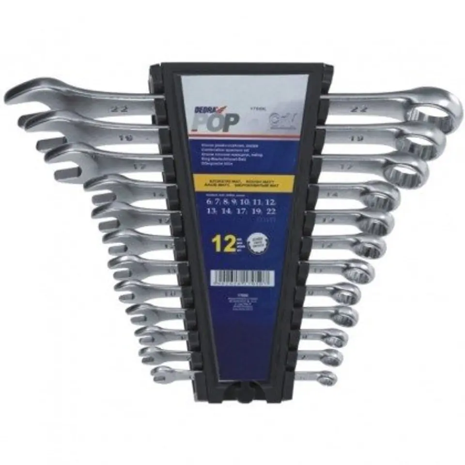 ⁨KOMPLET KLUCZY PŁASKO-OCZKOWYCH 12-SZTUK 6-22MM⁩ w sklepie Wasserman.eu