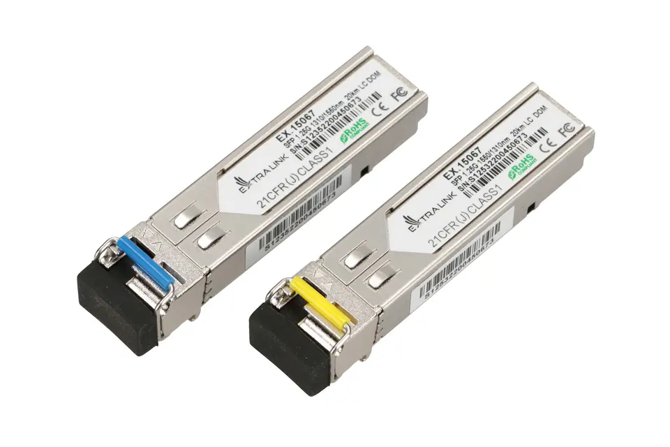 ⁨EXTRALINK SFP 1.25G WDM 1310/1550NM SM 20KM LC DOM - PAIR (DEDICATED TO HP/ARUBA)⁩ w sklepie Wasserman.eu