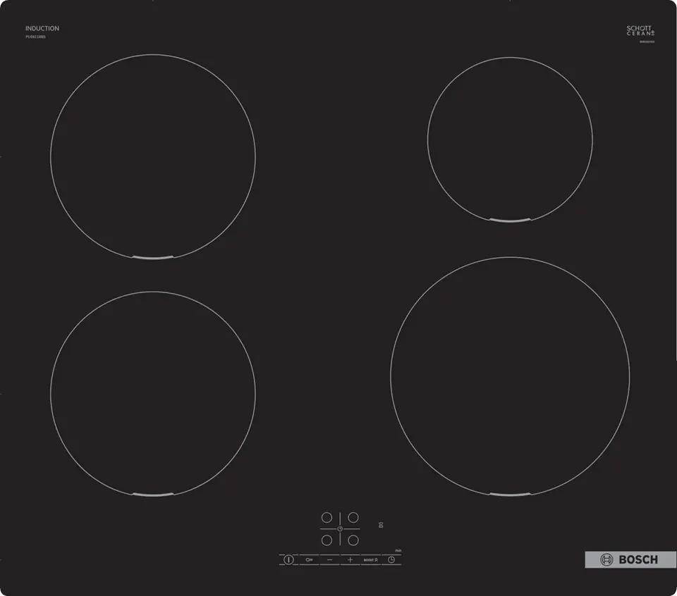 ⁨Bosch Serie 4 PUE611BB5E hob Black Built-in 60 cm Zone induction hob 4 zone(s)⁩ at Wasserman.eu