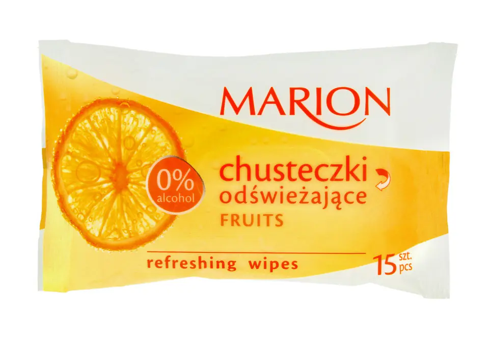 ⁨Marion Chusteczki odświeżające Fruits o zapachu owocowym 1op-15szt⁩ w sklepie Wasserman.eu