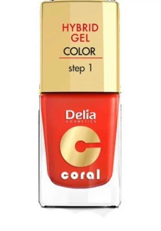 ⁨Delia Cosmetics Coral Hybrid Gel Nail Enamel No. 14 orange red 11ml⁩ at Wasserman.eu