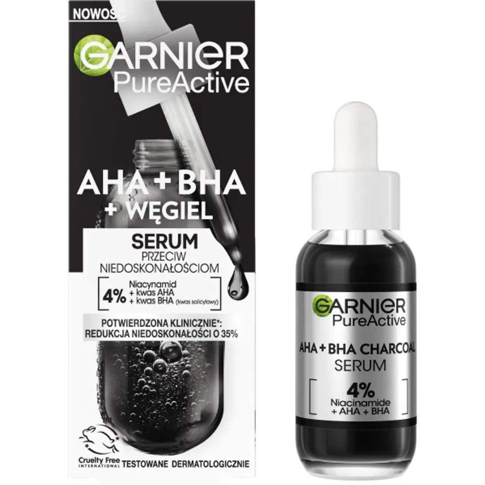 ⁨Garnier Pure Active Serum against imperfections - AHA+BHA+Charcoal 30ml⁩ at Wasserman.eu