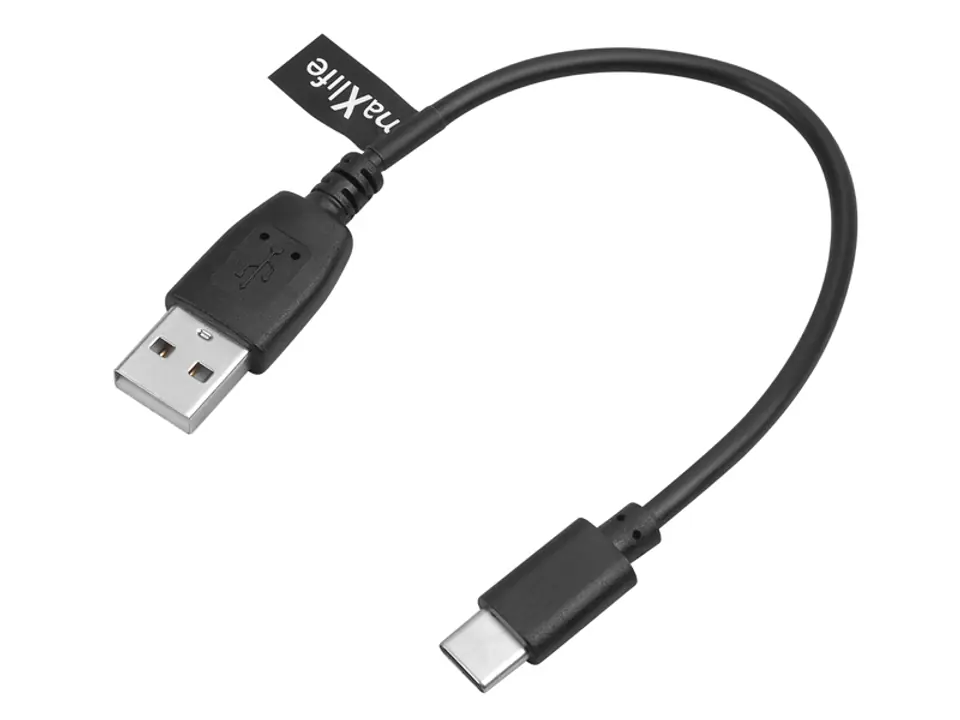 ⁨Maxlife USB Type-C cable 0.2m, 2A, black. (1LM)⁩ at Wasserman.eu