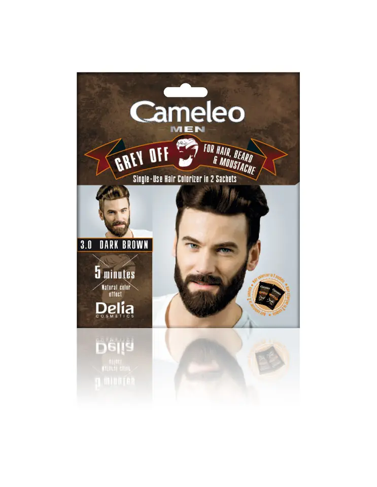 ⁨Delia Cosmetics Cameleo Men Coloring cream for hair, beard and mustache No. 3.0 dark brown 15mlx2⁩ at Wasserman.eu