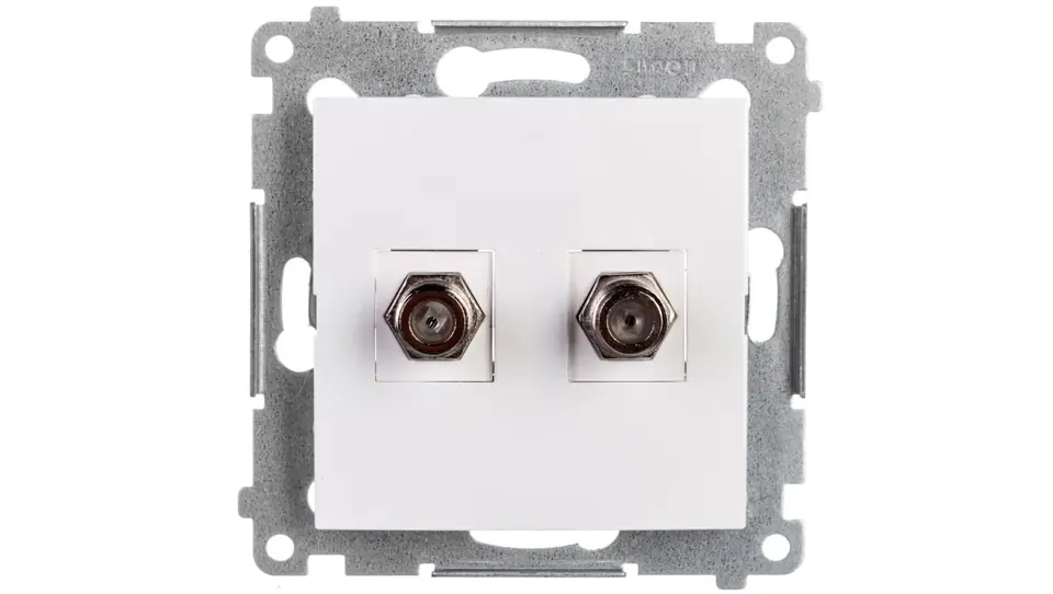 ⁨Simon 54 Antenna socket double type F white DASF2.01/11⁩ at Wasserman.eu