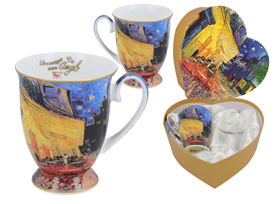 ⁨Set of 2 mugs in the heart - V. van Gogh, Terrace of the café at night (CARMANI)⁩ at Wasserman.eu