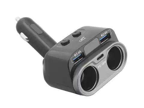 ⁨1 szt.  PS LTC Adapter CAR FIRE TR230, 2 gniazda 150 W, 2 x USB 2,4 A + Type-C 18 W Quick Charger, 12/24 V.⁩ w sklepie Wasserman.eu