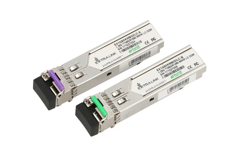 ⁨EXTRALINK SFP 1.25G WDM 1490/1550NM SM 80KM LC DOM - PAIR⁩ w sklepie Wasserman.eu