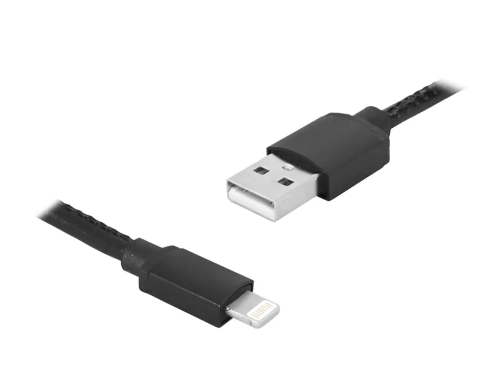 ⁨1 szt. PS Kabel USB-Iphone, 1m, czarny, skórzany.⁩ w sklepie Wasserman.eu