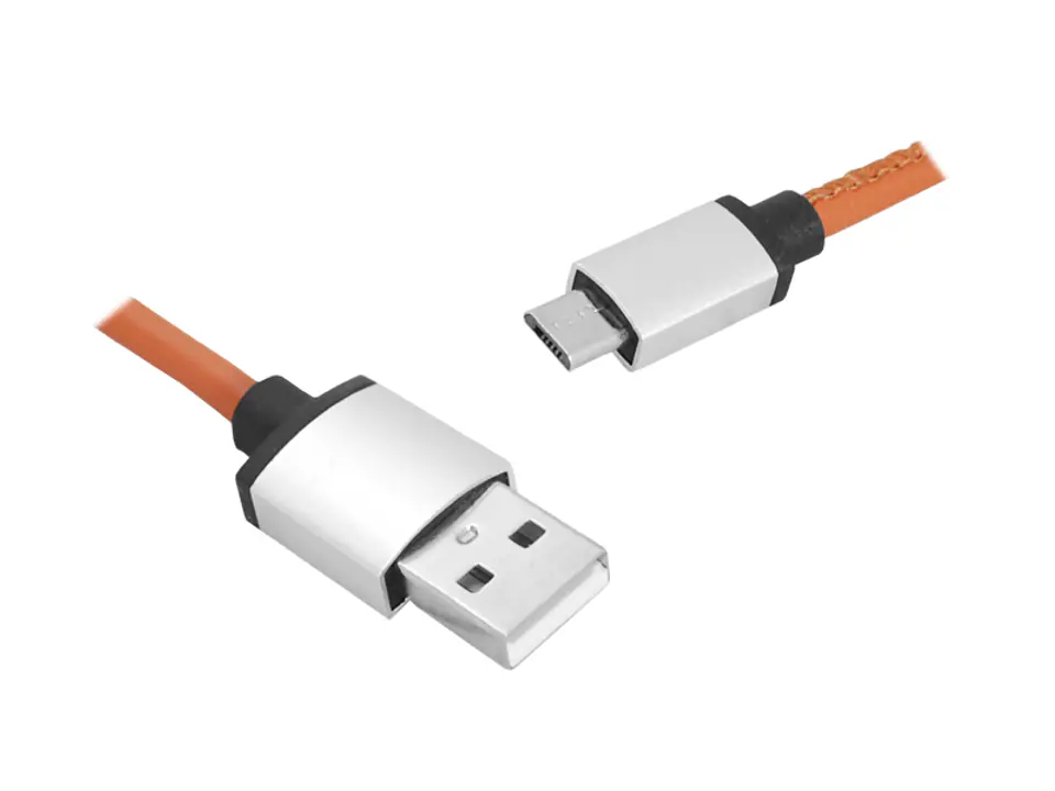 ⁨1 szt. PS Kabel USB-microUSB, 1m, brązowy, skórzany.⁩ w sklepie Wasserman.eu