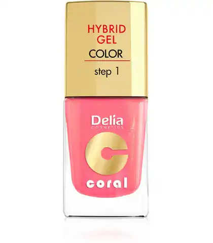 ⁨Delia Cosmetics Coral Hybrid Gel Nail Enamel No. 16 warm medium pink 11ml⁩ at Wasserman.eu