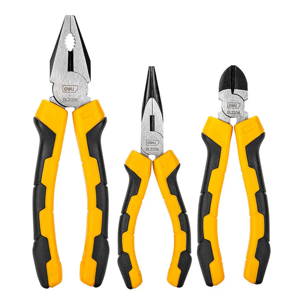 ⁨Deli Tools EDL2008-3 universal pliers set, 3 pieces⁩ at Wasserman.eu