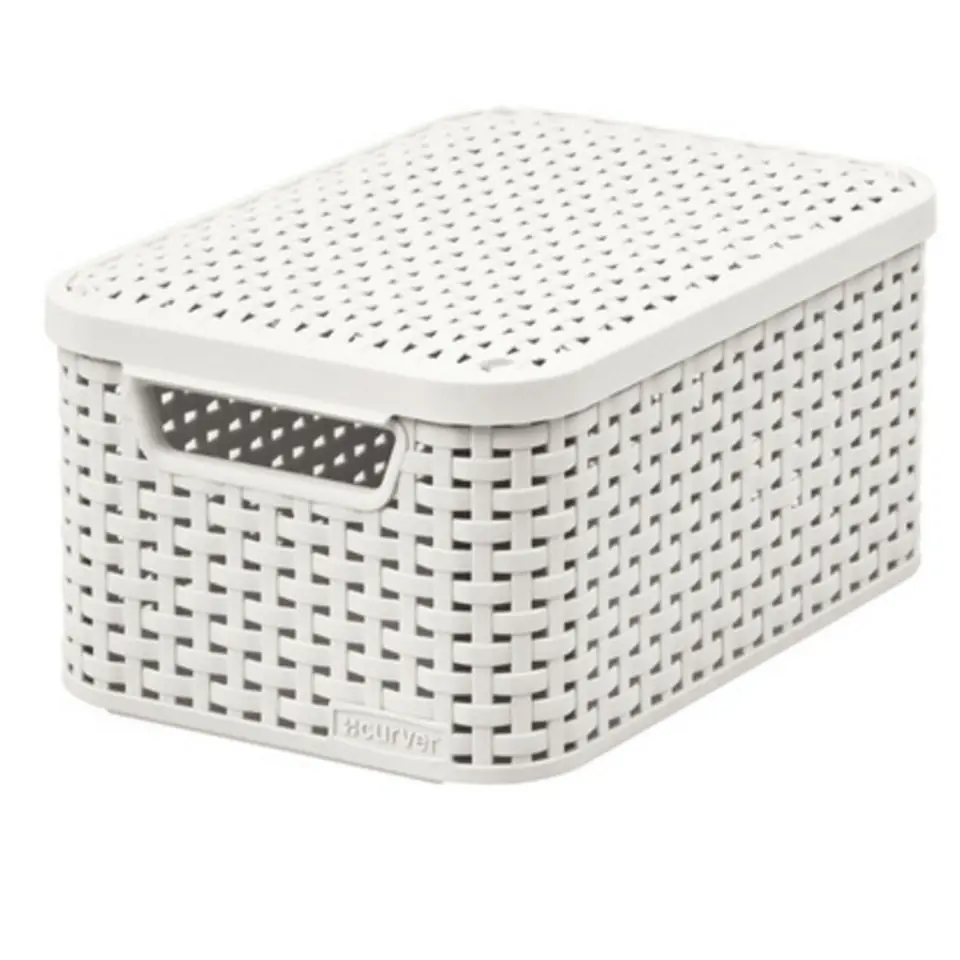 ⁨Cage with lid Curver Rattan Style M cream⁩ at Wasserman.eu
