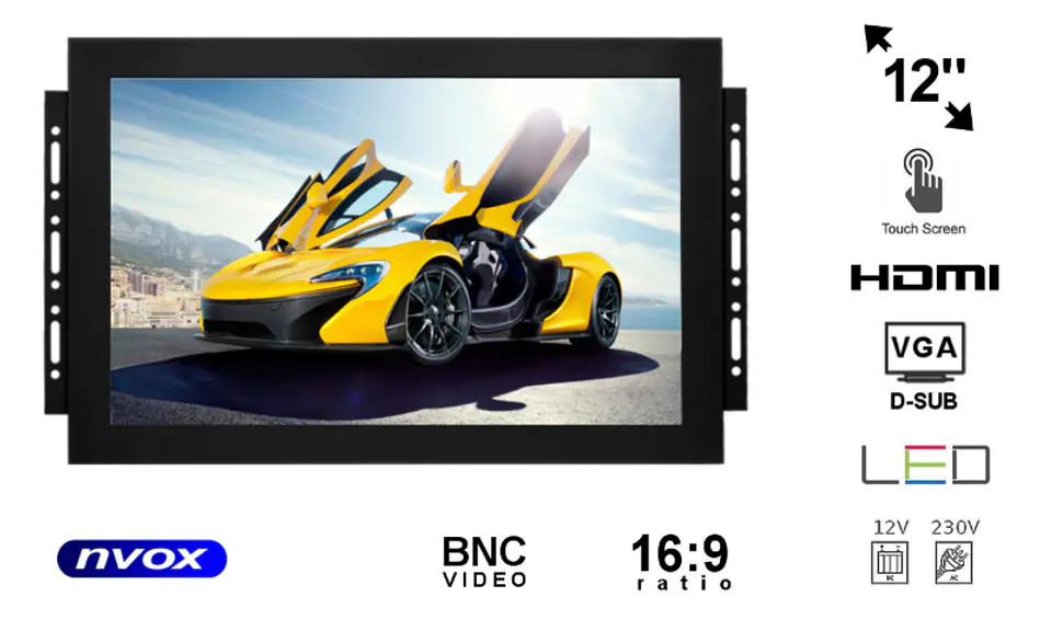 ⁨12" open frame LED touch monitor with VGA HDMI, BNC input... (NVOX OP1211T)⁩ at Wasserman.eu