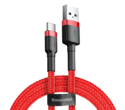 ⁨USB to usb-c cable baseus cafule 1.5a 100 cm red, red⁩ at Wasserman.eu