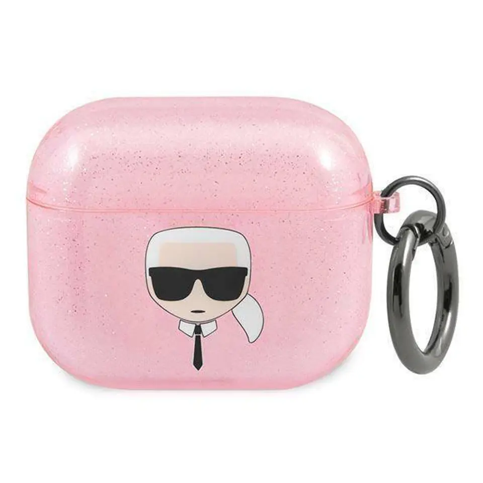 ⁨Karl Lagerfeld KLA3UKHGP AirPods 3 cover pink/pink Glitter Karl's Head⁩ at Wasserman.eu