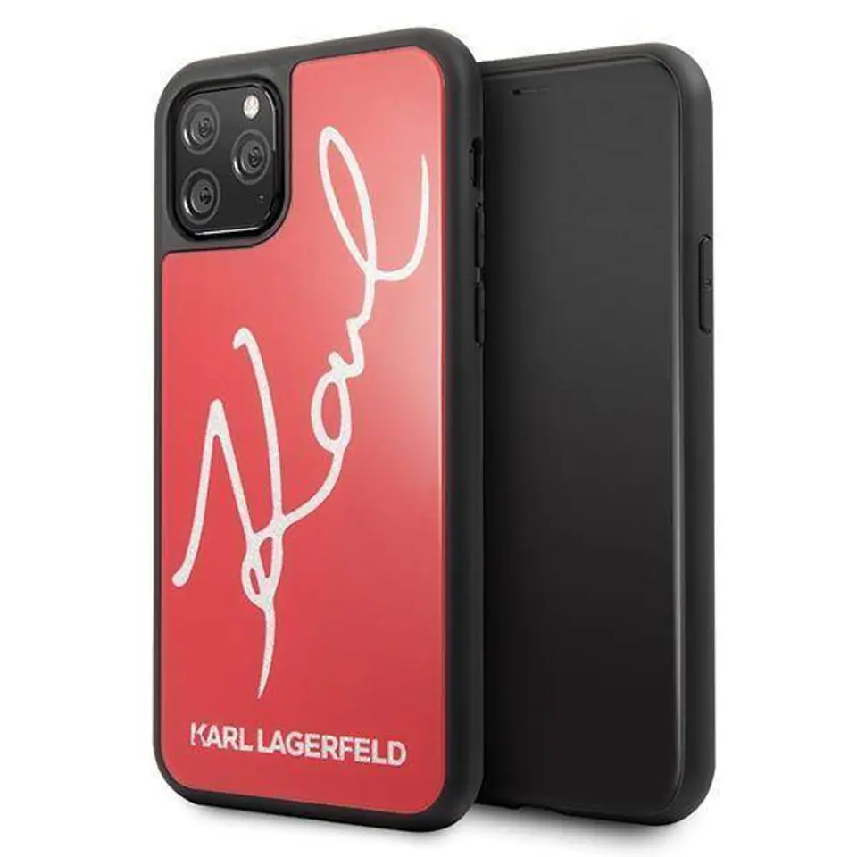 ⁨Karl Lagerfeld KLHCN65DLKSRE iPhone 11 Pro Max red/red hard case Signature Glitter⁩ at Wasserman.eu