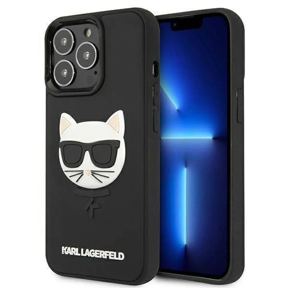 ⁨Oryginalne Etui IPHONE 13 PRO MAX Karl Lagerfeld Hardcase 3D Rubber Choupette (KLHCP13XCH3DBK) czarne⁩ w sklepie Wasserman.eu