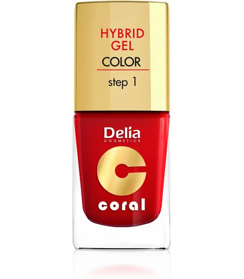 ⁨Delia Cosmetics Coral Hybrid Gel Nail Enamel No. 01 red 11ml⁩ at Wasserman.eu