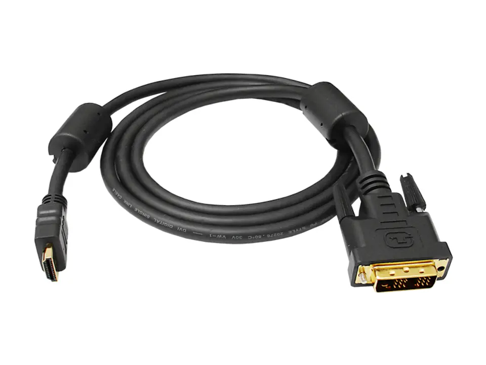 ⁨1 szt. Kabel DVI - HDMI złoty 19 pin + filtr 1.5m⁩ w sklepie Wasserman.eu