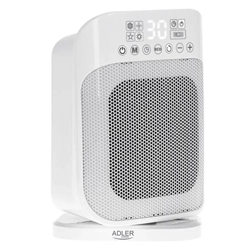 Adler Heater with Remote Control AD 7727 Ceramic, 1500 W, Number of power levels 2, Suitable for rooms up to 15 m², White w sklepie Wasserman.eu
