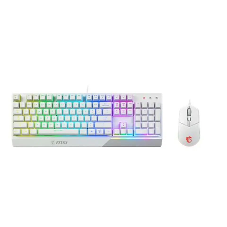 ⁨MSI Vigor GK30 COMBO WHITE Zestaw klawiatury i myszy, przewodowy, mysz w zestawie, USA, biały⁩ w sklepie Wasserman.eu