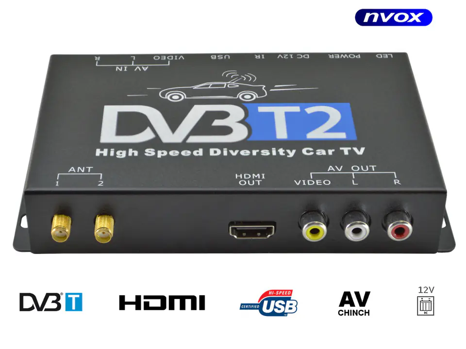 ⁨Tuner samochodowy telewizji cyfrowej DVB-T/T2 MPEG 2/4 SLIM HDMI USB AV 12V 24V⁩ w sklepie Wasserman.eu