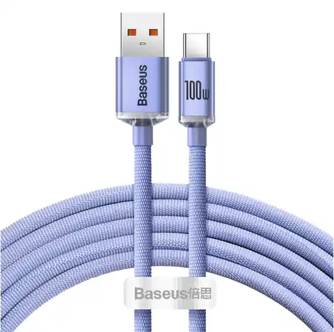 ⁨PS USB-Type-C cable 2m, 5A, 100W, BASEUS Crystal Quick Charge. (1LM)⁩ at Wasserman.eu