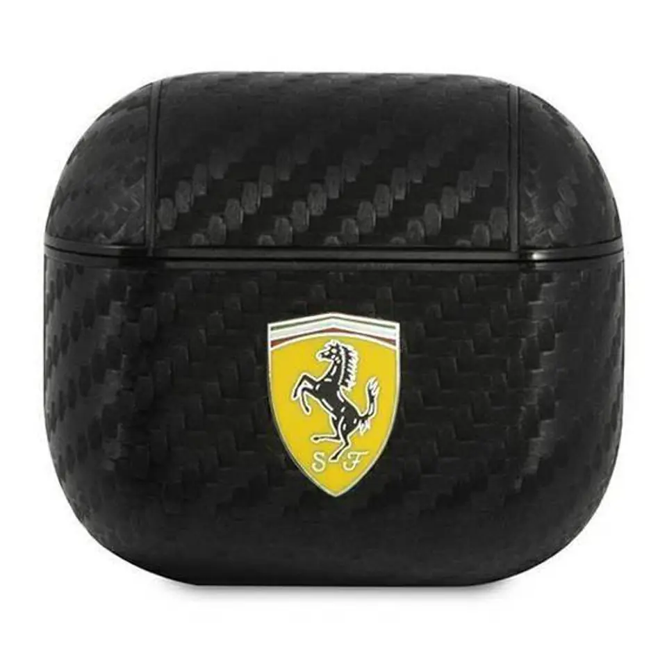 ⁨Oryginalne Etui APPLE AIRPODS 3 Ferrari Cover On Track PU Carbon (FESA3CABK) czarne⁩ w sklepie Wasserman.eu