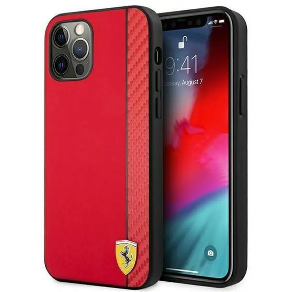 ⁨Ferrari FESAXHCP12LRE iPhone 12 Pro Max 6.7" red/red hardcase On Track Carbon Stripe⁩ at Wasserman.eu