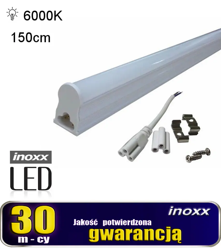 ⁨ŚWIETLÓWKA LED LINIOWA T5 150CM 22W ZIMNA 6000K LAMPA NATYNKOWA ZINTEGROWANA Z OPRAWĄ⁩ w sklepie Wasserman.eu