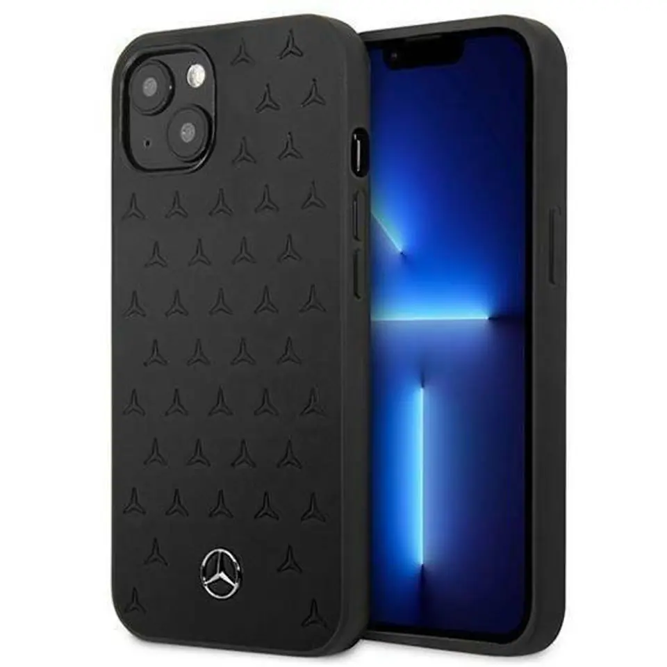 ⁨Mercedes MEHCP13SPSQBK iPhone 13 mini 5.4" black/black hardcase Leather Stars Pattern⁩ at Wasserman.eu