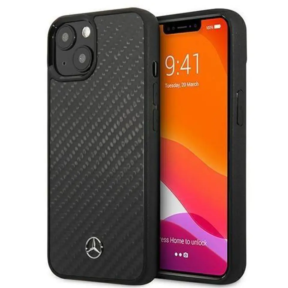 ⁨Case IPHONE 13 MINI Mercedes Carbon Hardcase Dynamic Line (MEHCP13SRCABK) black⁩ at Wasserman.eu