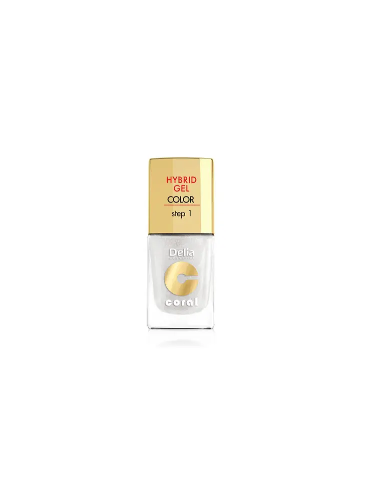 ⁨Delia Cosmetics Coral Hybrid Gel Nail Enamel No. 32 white pearl 11ml⁩ at Wasserman.eu