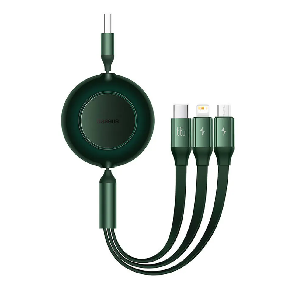 ⁨Baseus Bright Mirror 3 USB Cable, Micro USB / Lightning / USB-C, 66W / 2A, 1.1m (Green)⁩ at Wasserman.eu